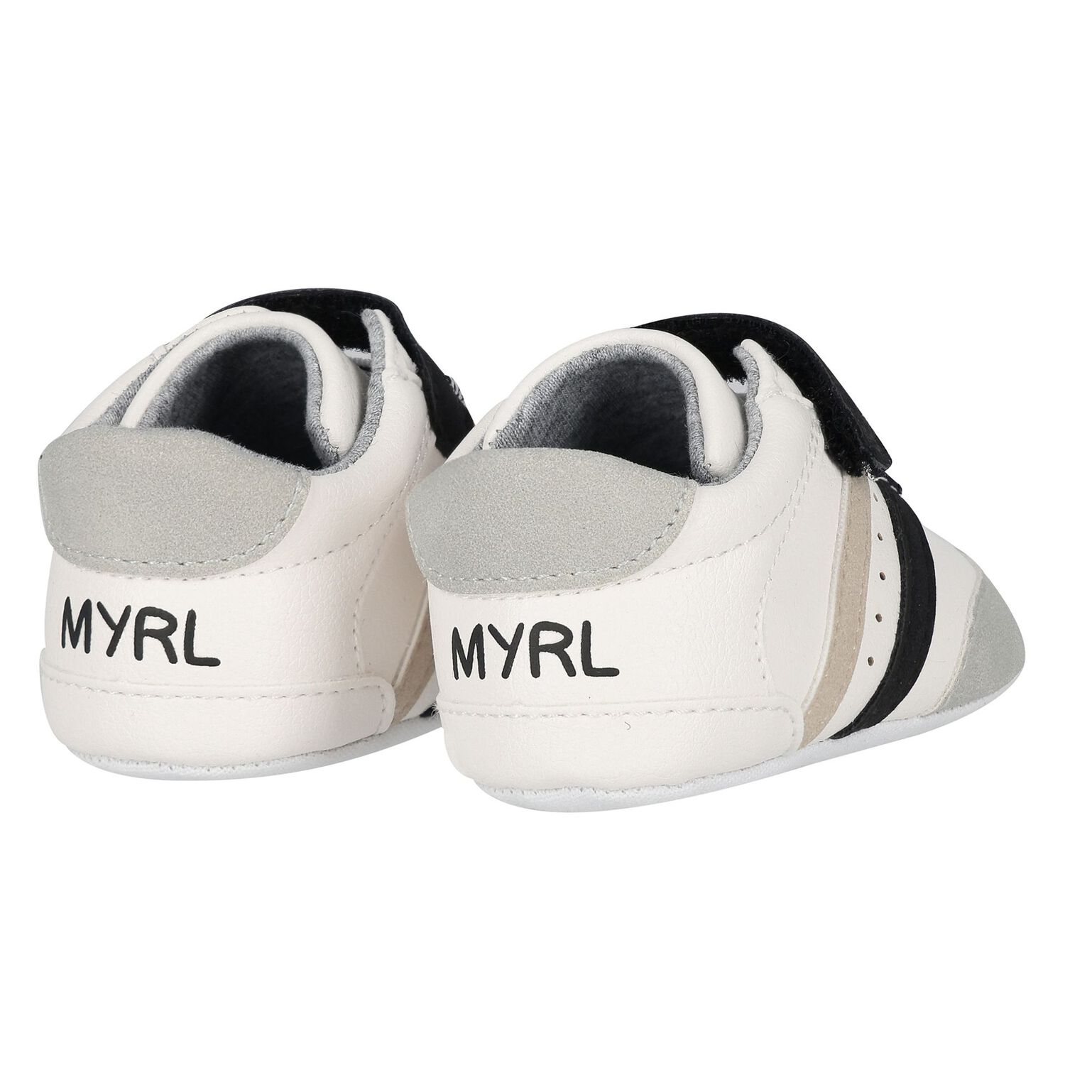 Baby Boys White & Grey Pre-Walker Trainers, 1, hi-res