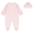 Baby Girls Pink Bow Logo Babygrow Set, 1, hi-res
