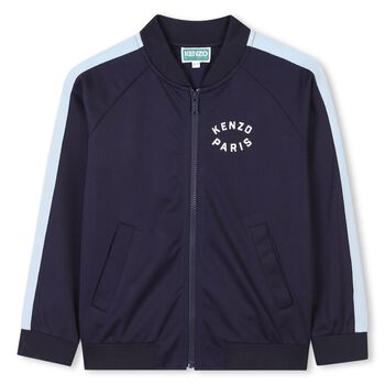 Navy Blue Tiger Logo Zip Up Top