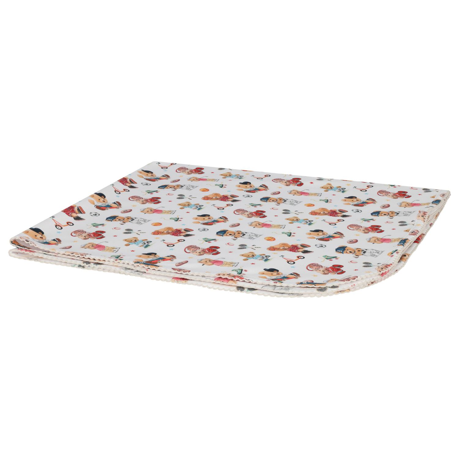 Baby Boys White Playful Bear Blanket, 1, hi-res