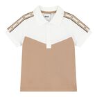 Baby Boys White & Beige Logo Polo Shirt, 1, hi-res