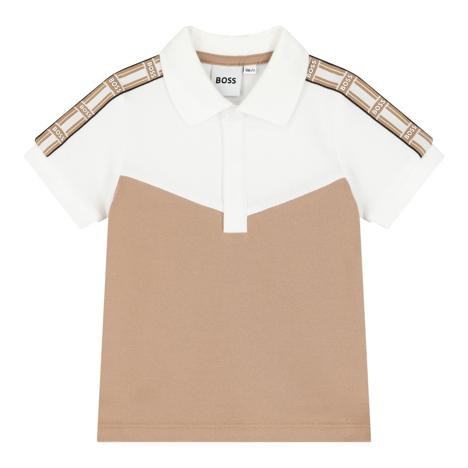 Baby Boys White & Beige Logo Polo Shirt, 1, hi-res
