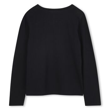 Girls Black Logo Long Sleeve Top