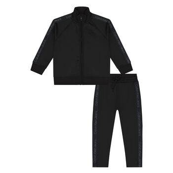Younger Boys Black Logo Tracksuit