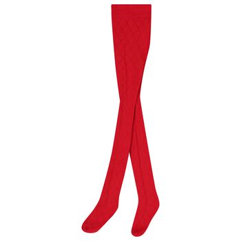 Girls Red Diamond Jacquard Tights