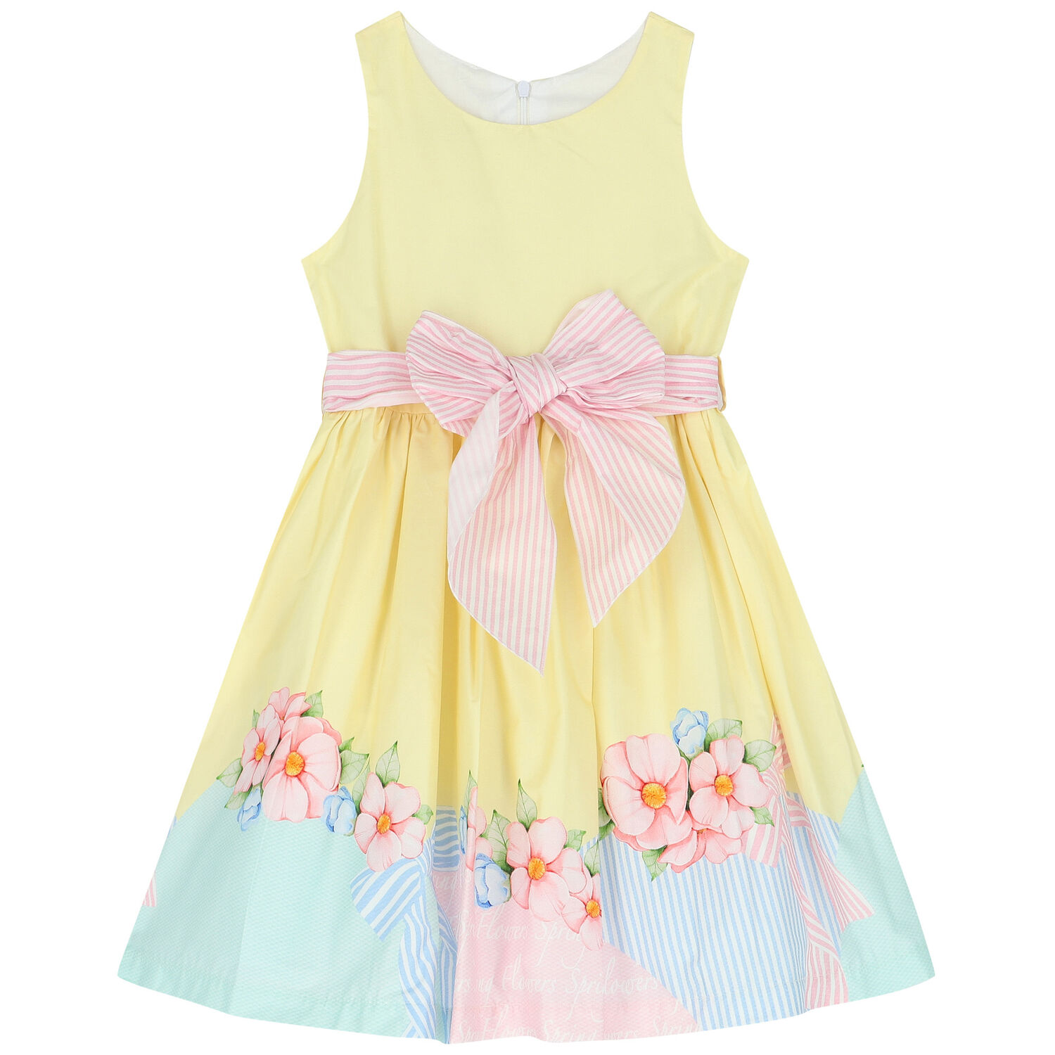 Girls Yellow Floral Dress, 1, hi-res