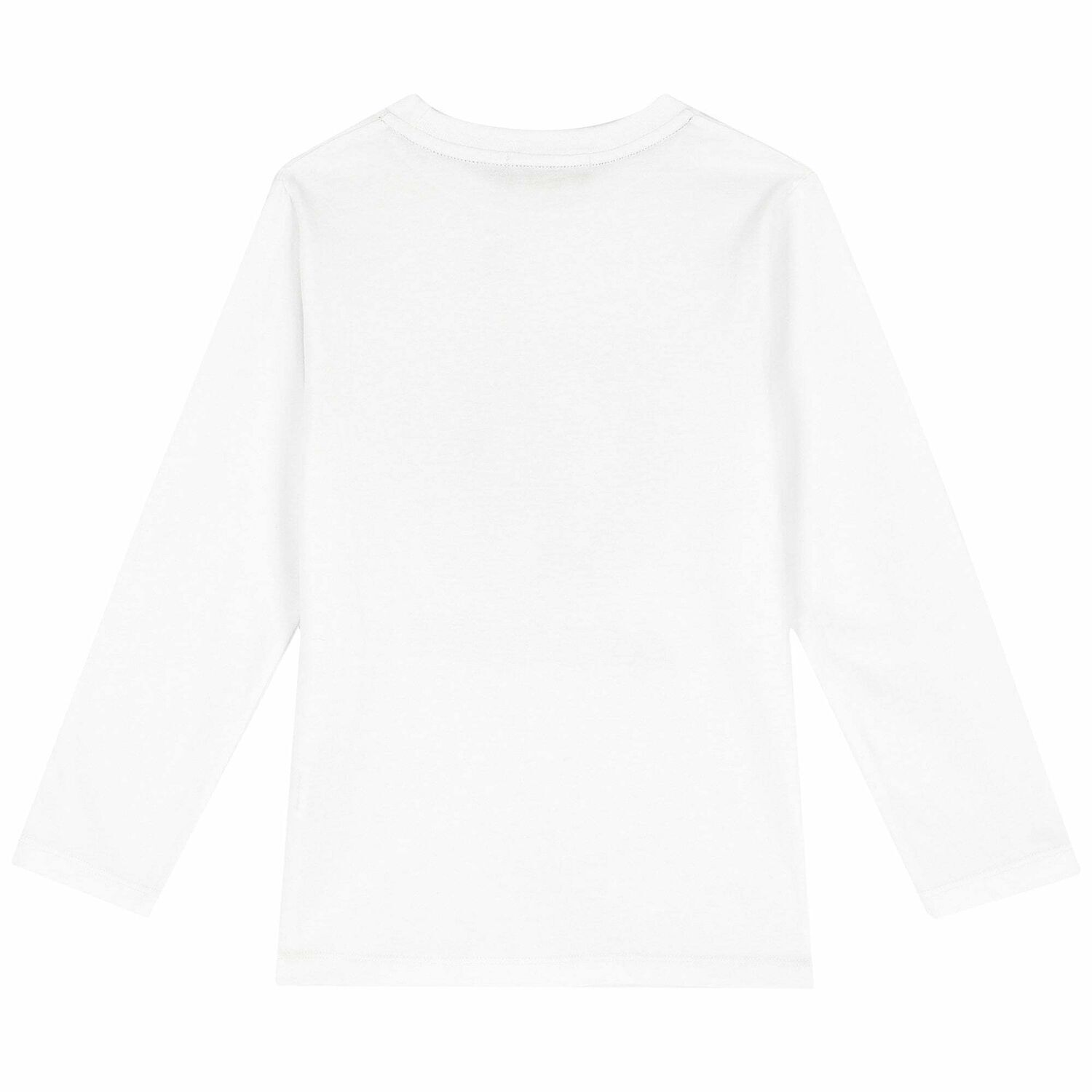 Boys White & Gold Logo Long Sleeve Top, 1, hi-res