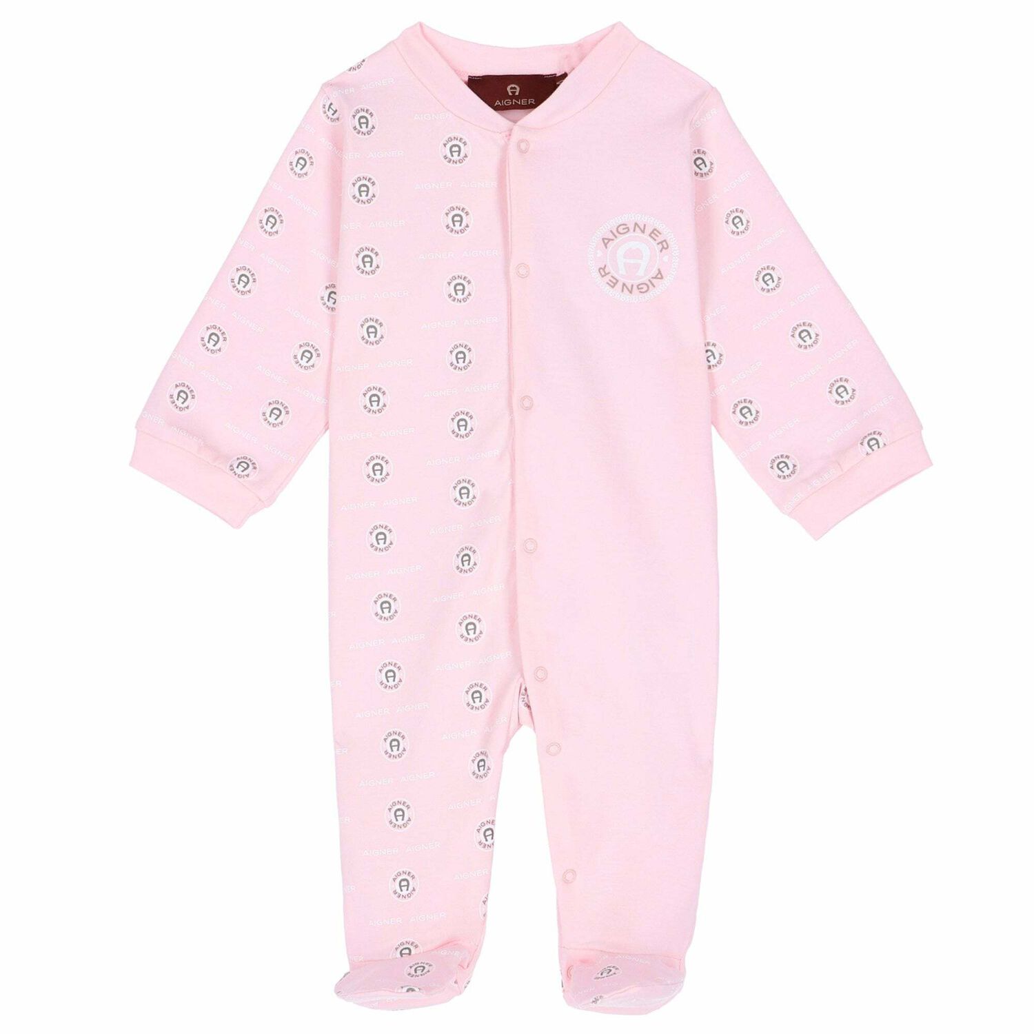 Girls Pink Logo Babygrow, 1, hi-res