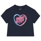 Girls Navy Blue Logo T-Shirt, 1, hi-res