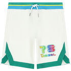 Boys White Logo Shorts, 1, hi-res
