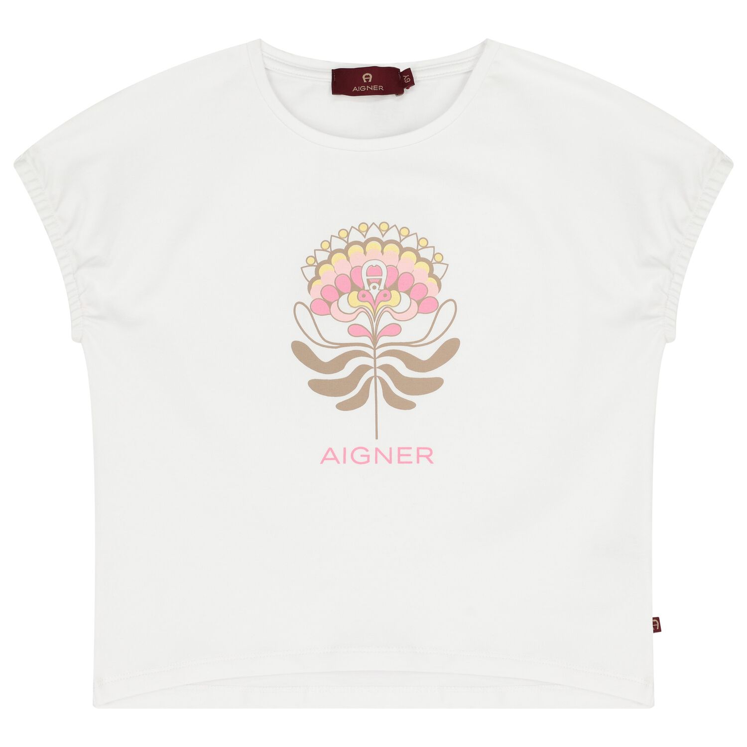 Girls White Flower Logo T-Shirt, 1, hi-res