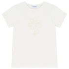 Girls White Flower T-Shirt, 3, hi-res