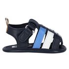 Baby Boys Navy Blue Logo Sandals, 1, hi-res