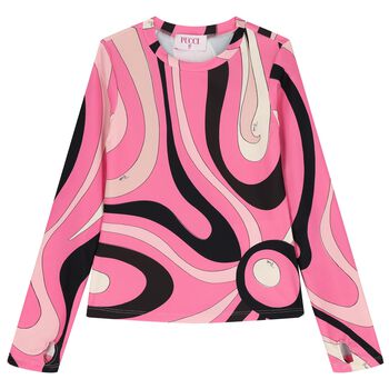 Girls Pink Vortice Logo Long Sleeve Top