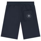 Younger Boys Navy Blue Logo Shorts, 2, hi-res