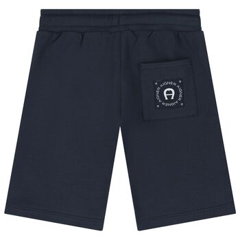 Younger Boys Navy Blue Logo Shorts
