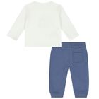 Baby Boys Blue & Ivory Trousers Set, 1, hi-res
