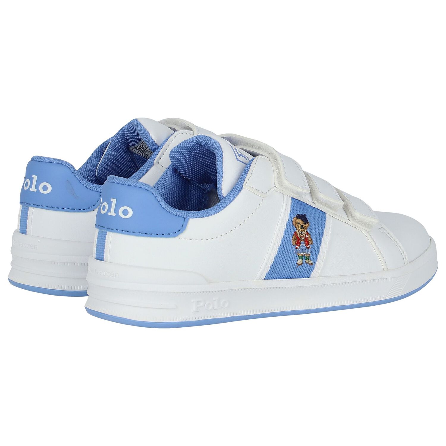 Girls White & Blue Logo Trainers, 1, hi-res image number null