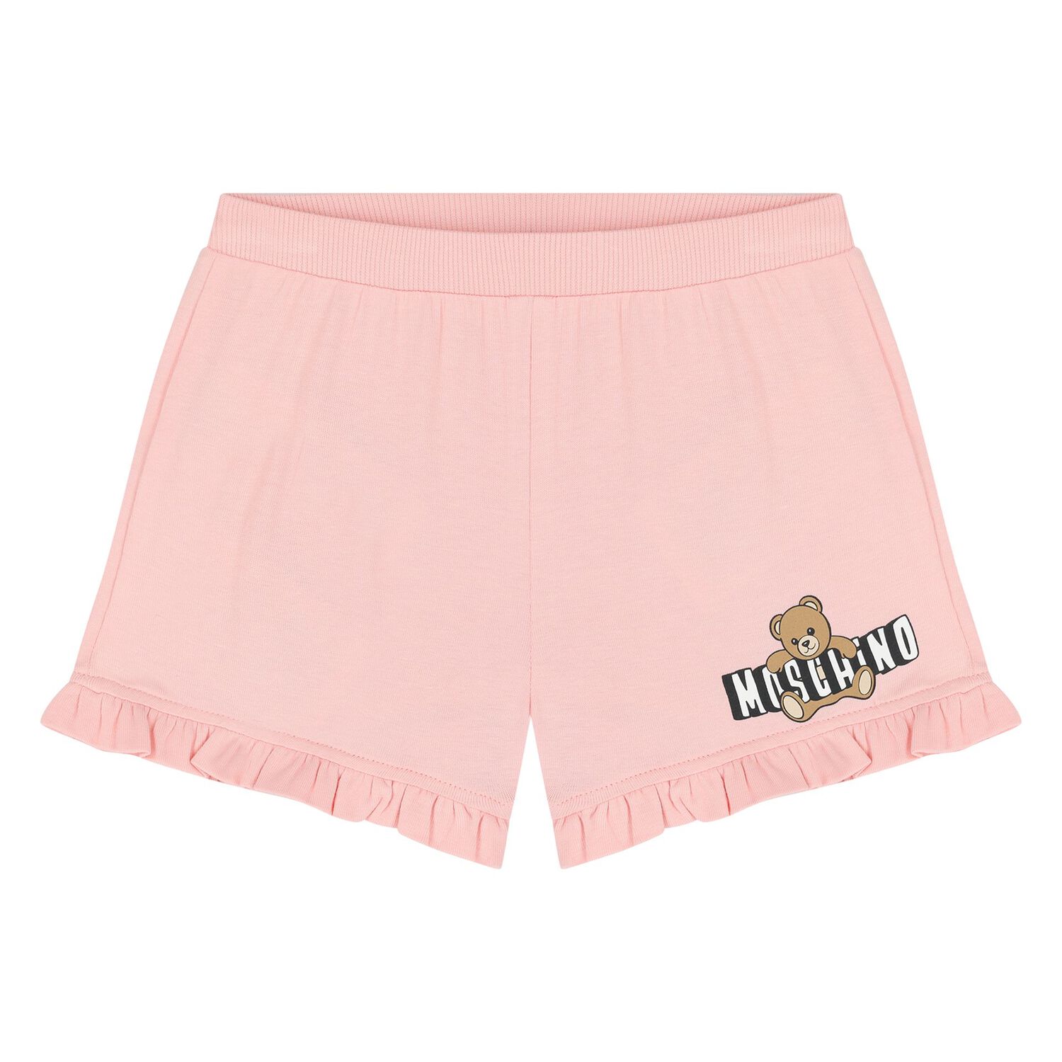 Younger Girls White & Pink Teddy Bear Shorts Set, 1, hi-res