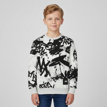 White & Black Graffiti Logo Sweatshirt
