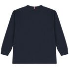 Boys Navy Blue Logo Long Sleeve Top, 1, hi-res