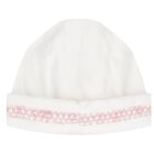 Baby Girls White & Pink Smocked Hat, 1, hi-res