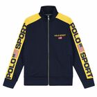 Boys Navy Logo Zip Up Top, 1, hi-res