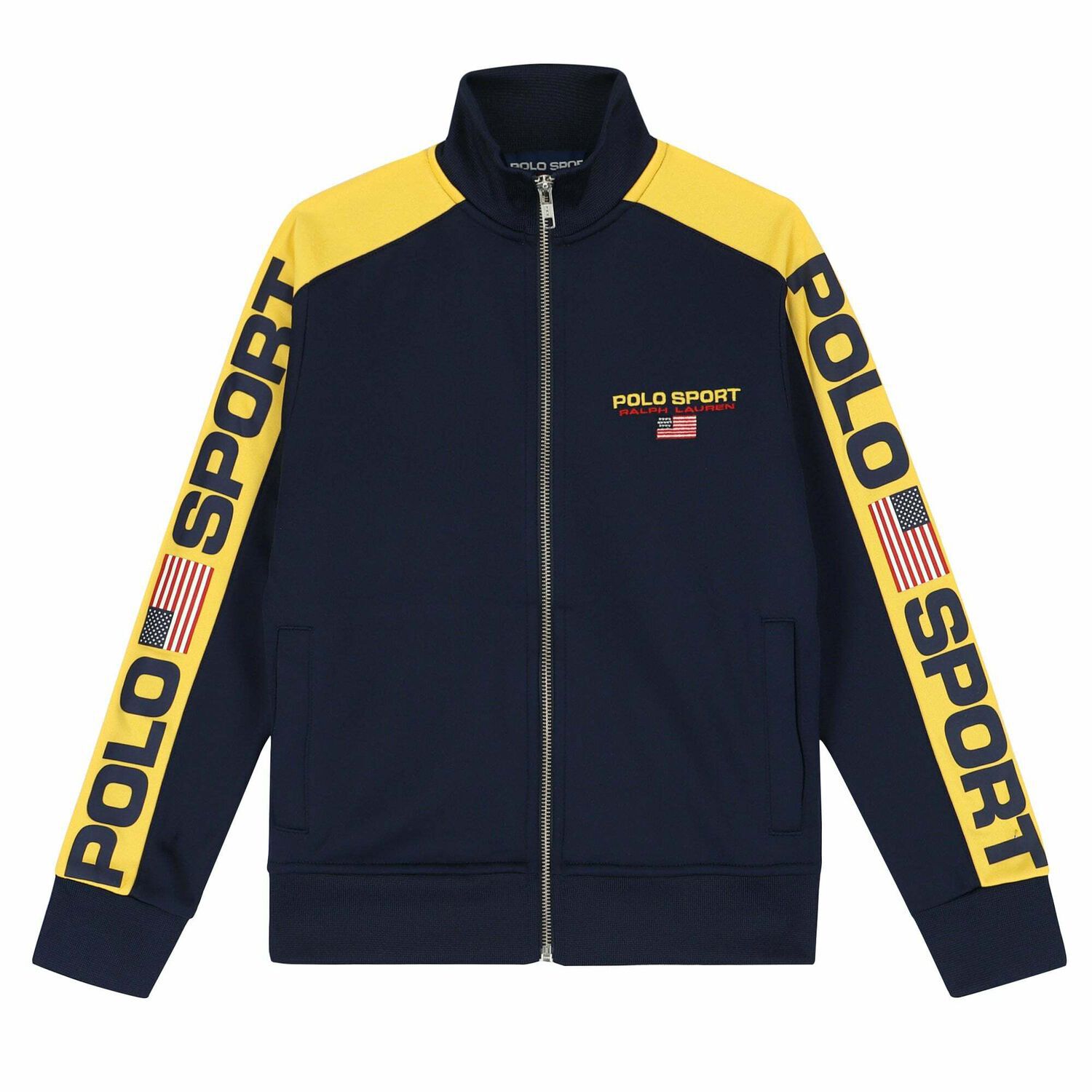 Boys Navy Logo Zip Up Top, 1, hi-res