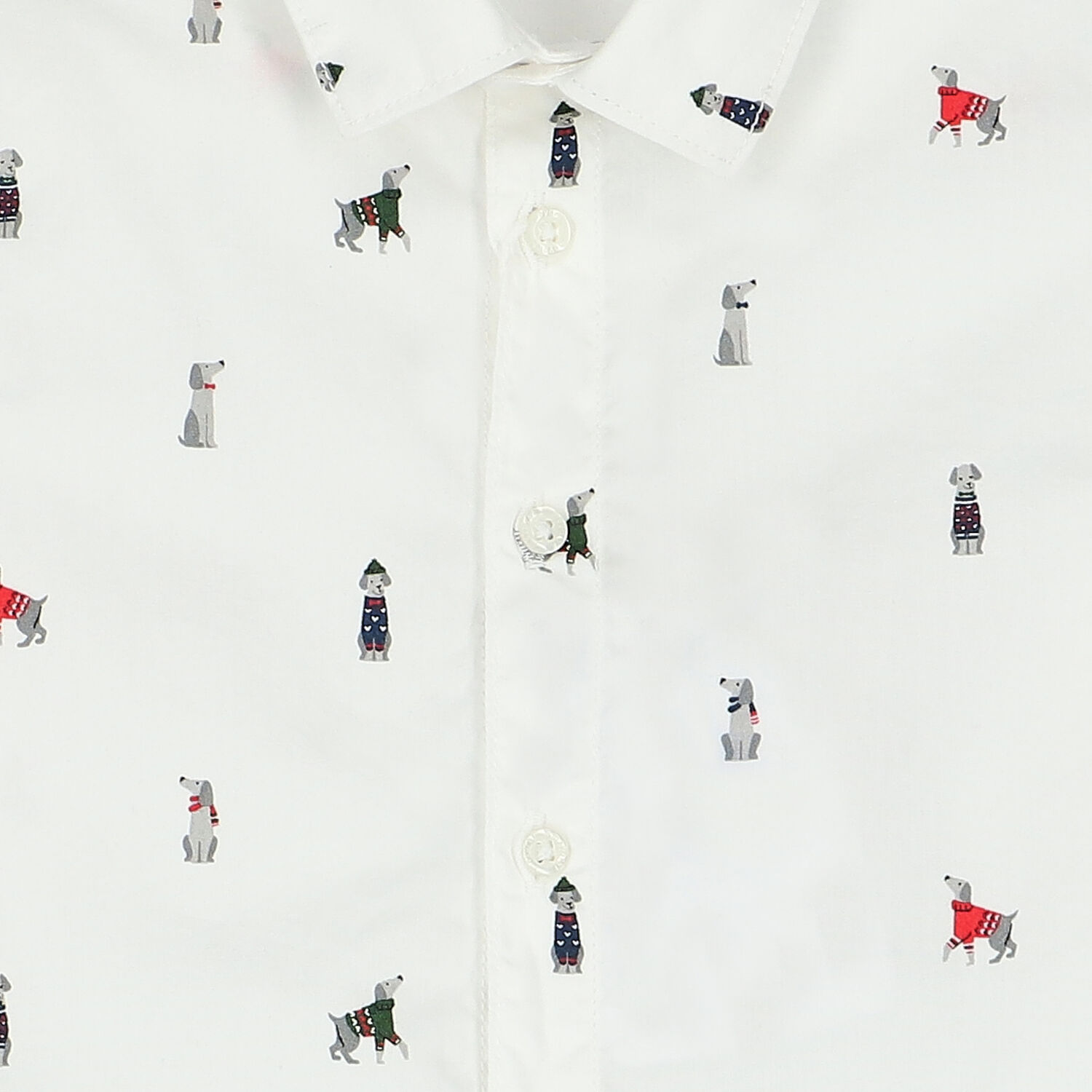 Younger Boys White Dogs Shirt, 1, hi-res image number null