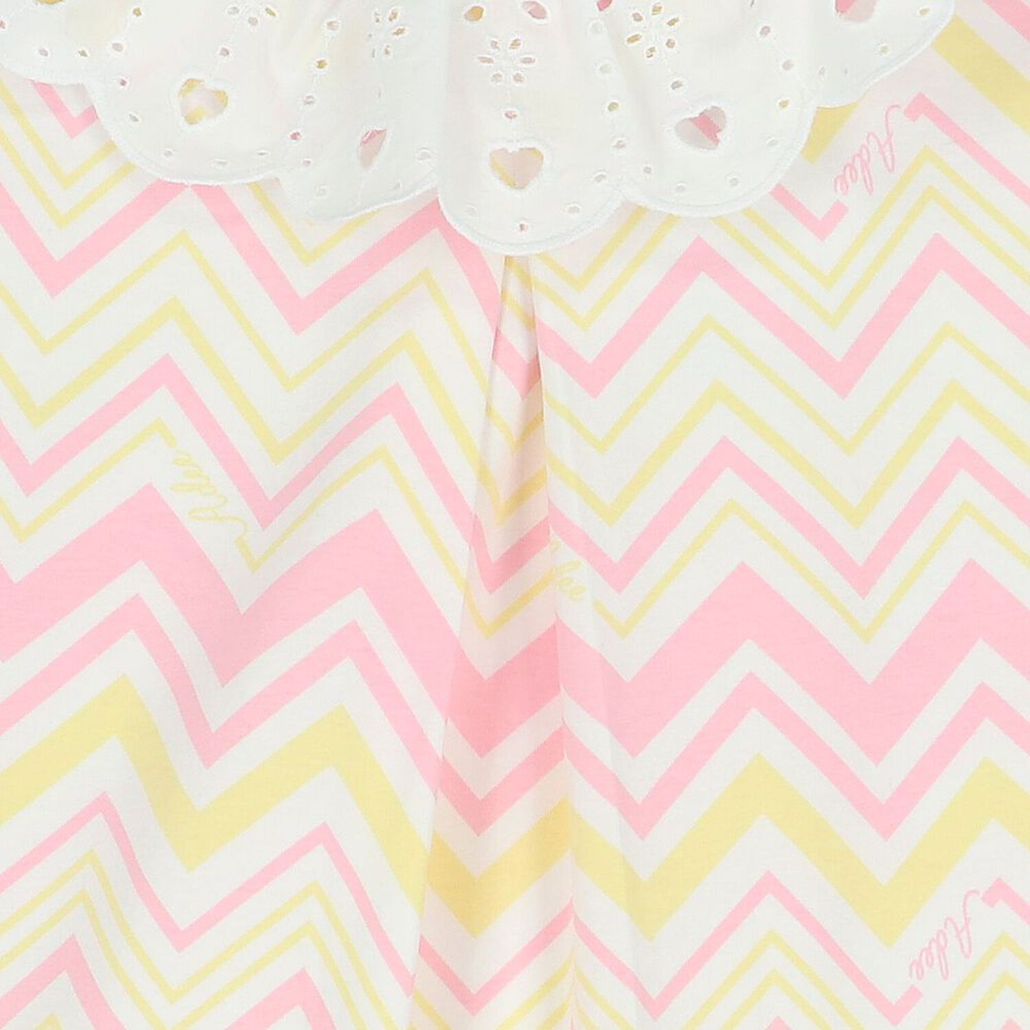 Girls White & Yellow Zig Zag Striped Dress, 1, hi-res image number null