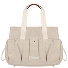 Beige Canvas Logo Changing Bag, 1, hi-res