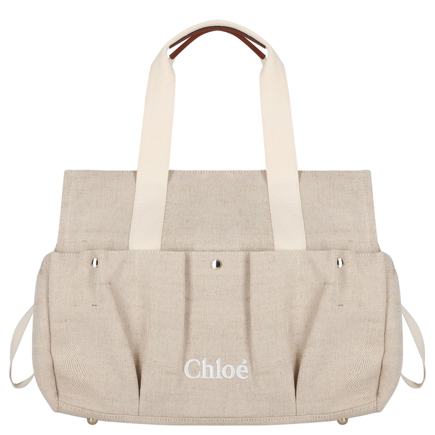 Beige Canvas Logo Changing Bag, 1, hi-res