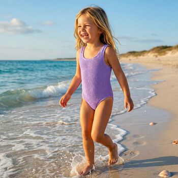 Girls Lilac Crinkle Swimsuit