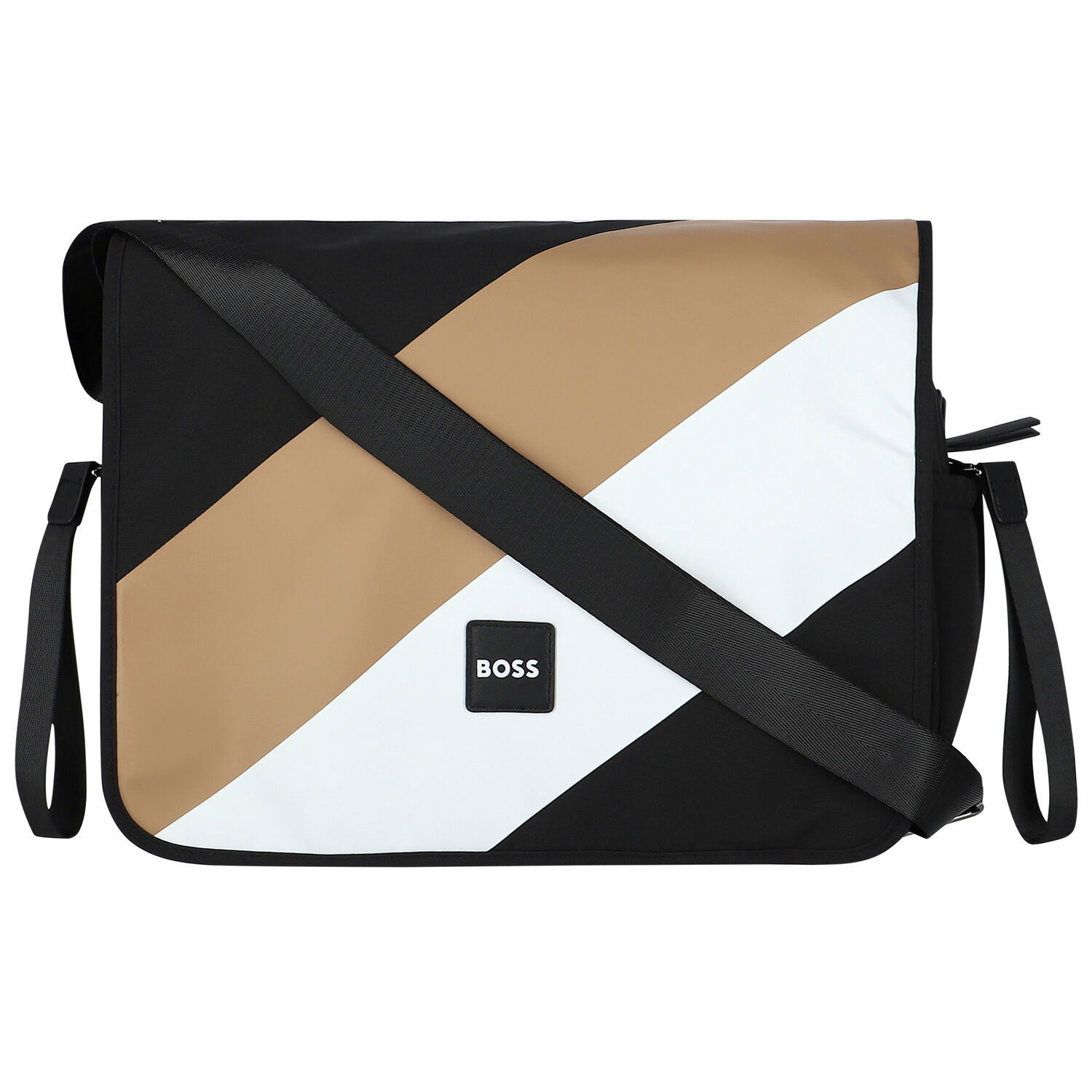 Black, White & Beige Logo Baby Changing Bag, 1, hi-res