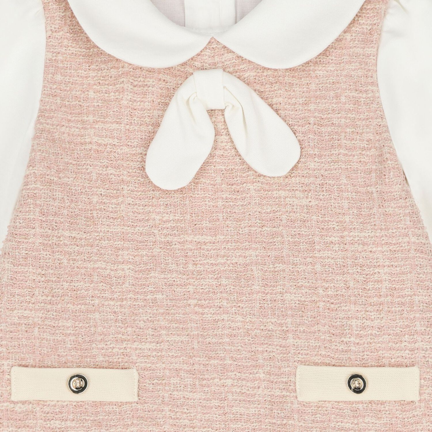 Younger Girls Pink Tweed Dress, 1, hi-res