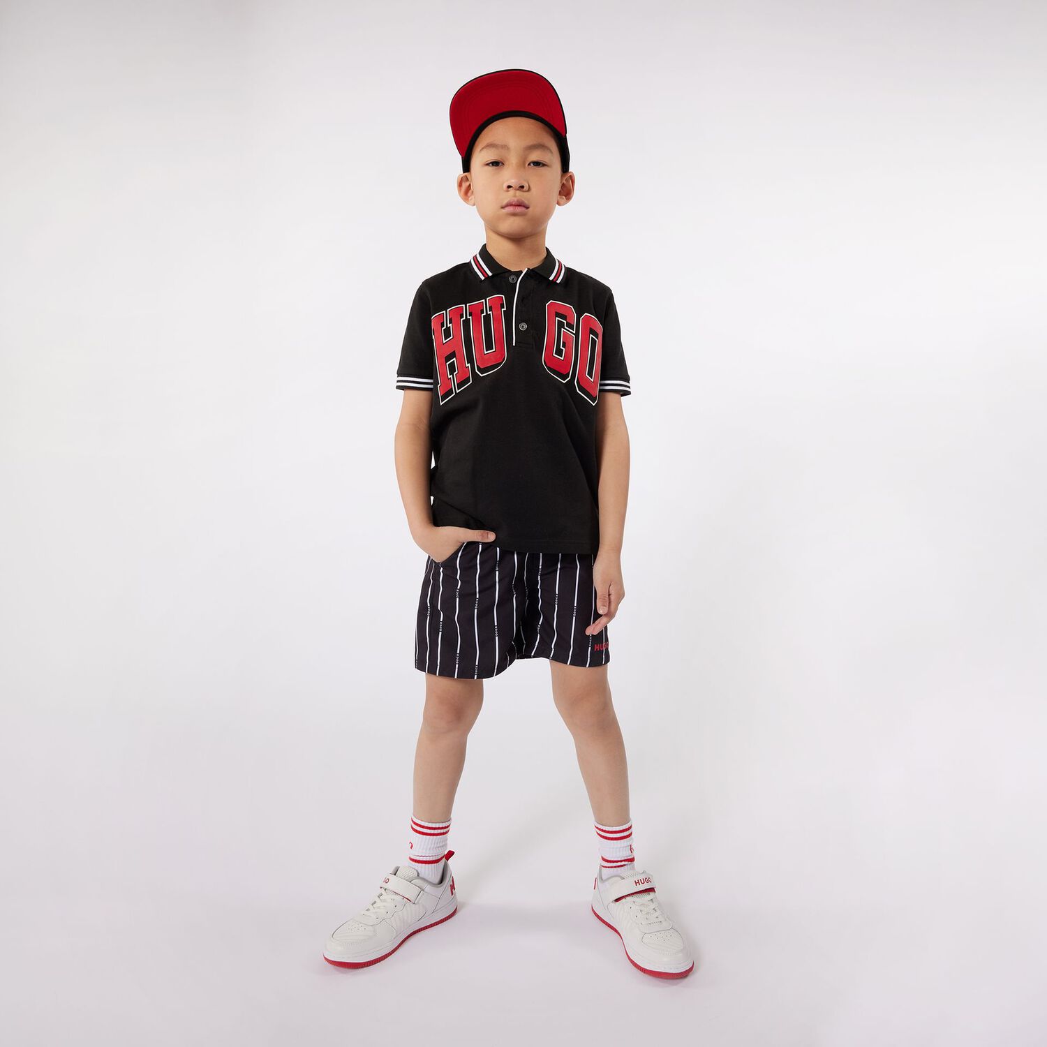 Boys Black Logo Polo Shirt, 1, hi-res image number null