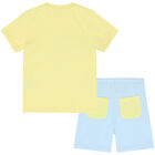 Boys Yellow & Blue Logo Short Set, 1, hi-res