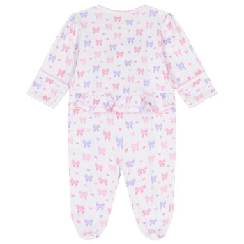 Baby Girls White Billowy Bows Babygrow