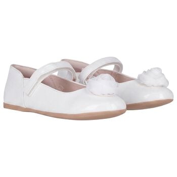 Girls White Flower Shoes