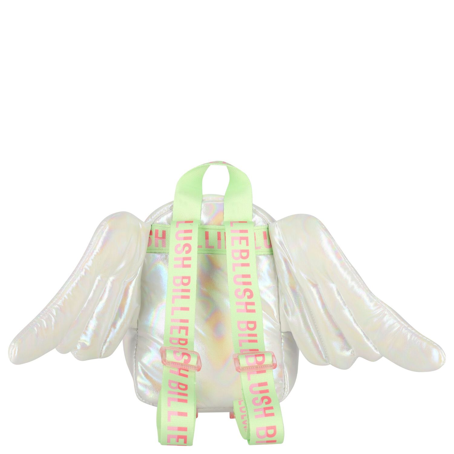 Girls Silver Iridescent Logo Backpack, 1, hi-res