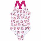 Girls White & Pink Swimsuit, 1, hi-res