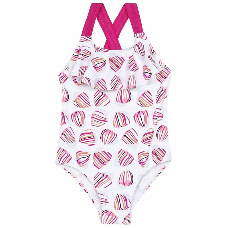 Girls White & Pink Swimsuit, 1, hi-res image number null