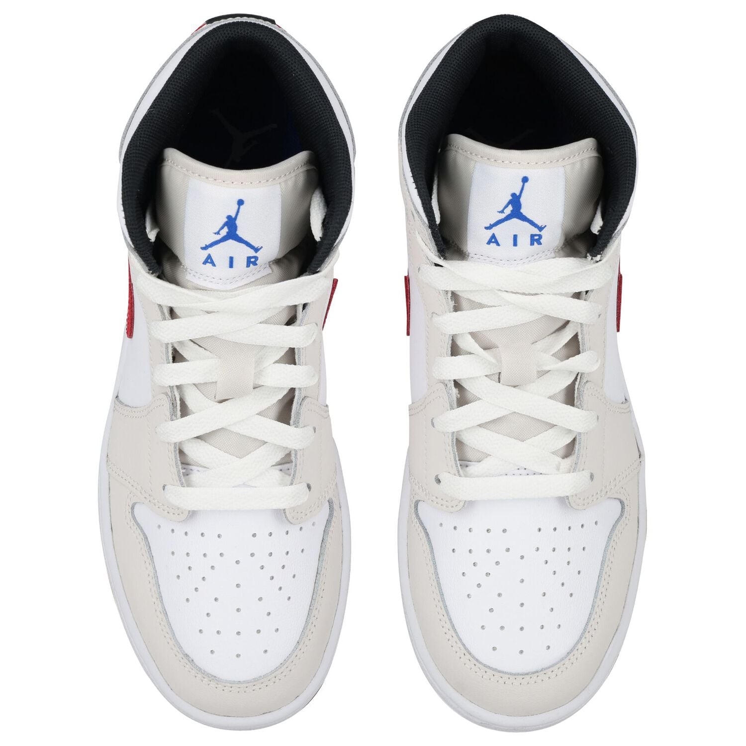 White & Grey Air Jordan 1 Mid Trainers, 8, hi-res