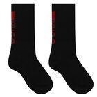 Boys Black & White Logo Socks (2 Pack), 1, hi-res