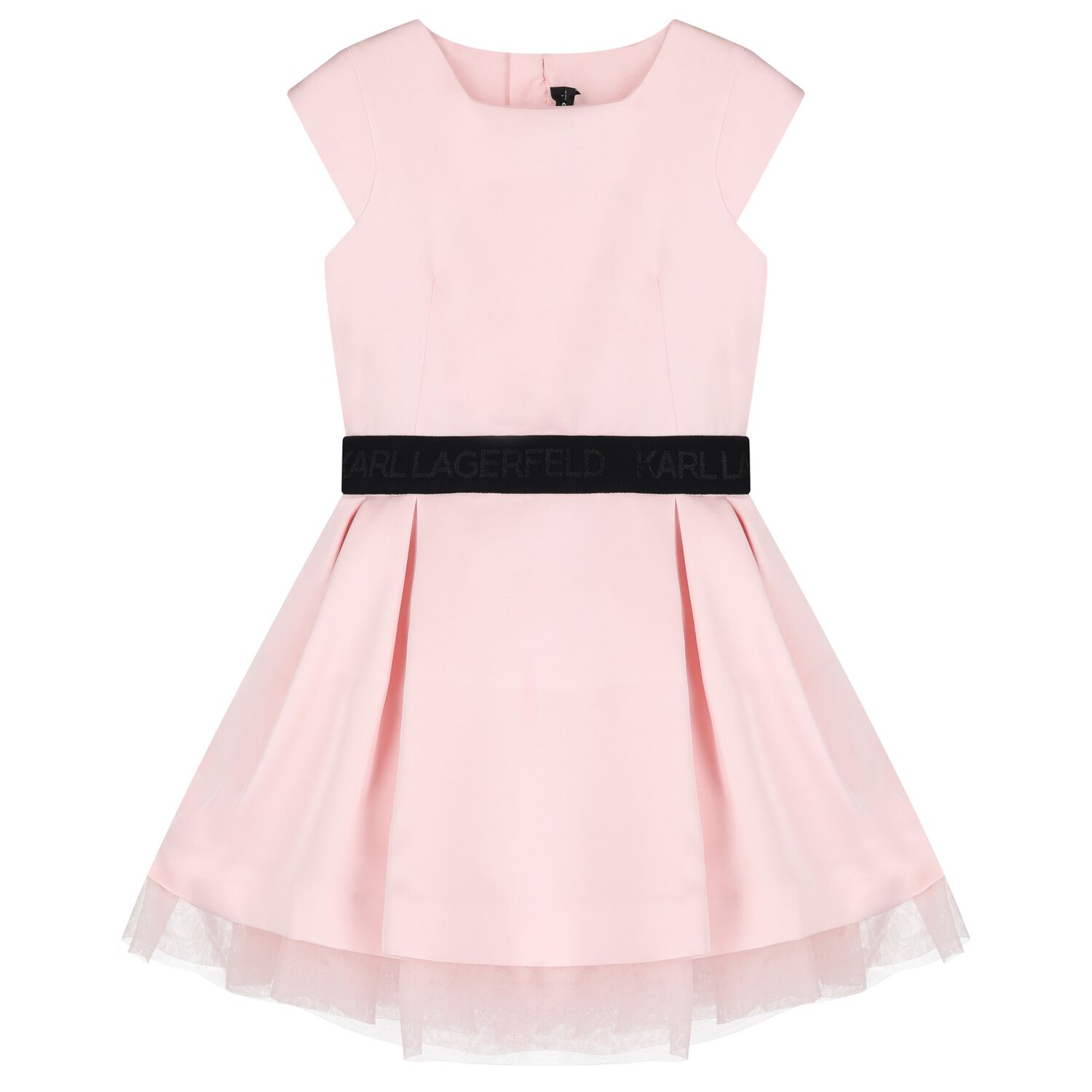 Girls Pink Satin Logo Dress, 1, hi-res