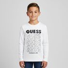 Boys White Logo Long Sleeve Top, 2, hi-res