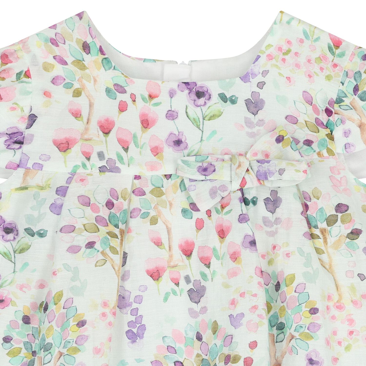 Baby Girls White Floral Dress, 1, hi-res