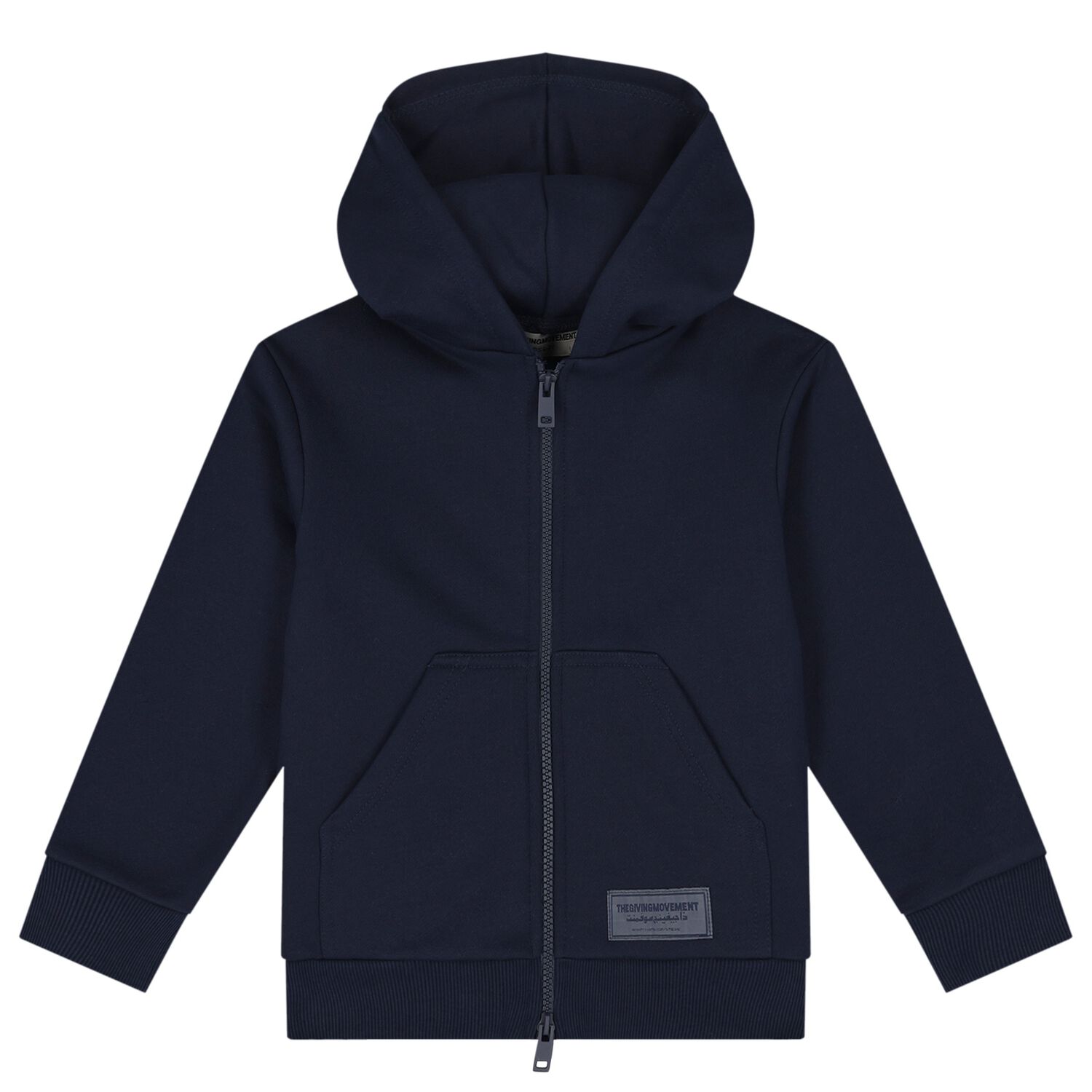 Navy Blue Logo Hooded Zip Up Top, 2, hi-res