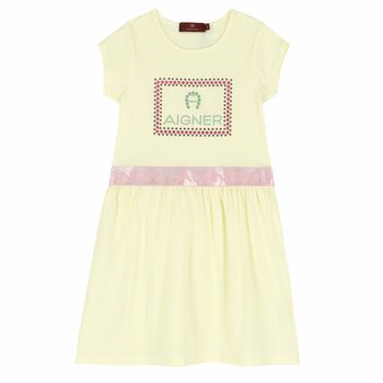 Girls Yellow Logo Dress