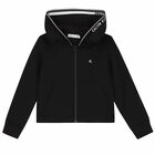 Girls Black Logo Zip Up Top, 1, hi-res
